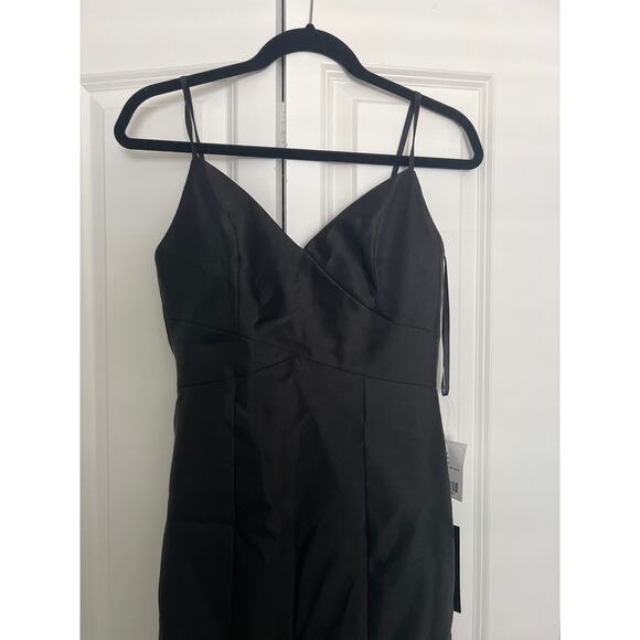 Alfred Sung NWT D758 Bridesmaid Dress
Black Satin Maxi Trumpet Slit Size 4 - Picture 3 of 4